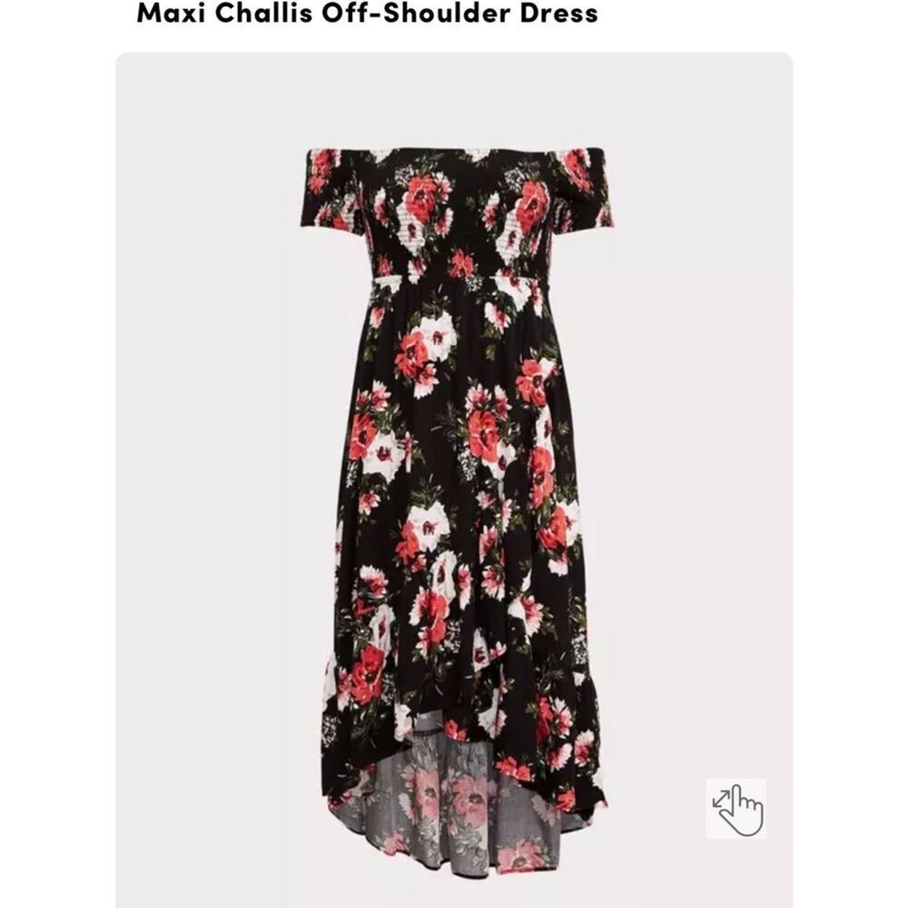 EUC torrid Maxi Challis Off-Shoulder Dress - Size 2 - Picture 3 of 10
